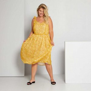 Платье средней длины с рисунком - желтый