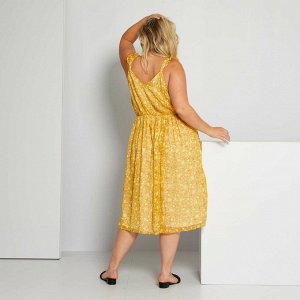 Платье средней длины с рисунком - желтый