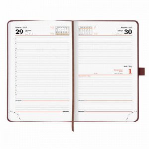 Ежедневник датированный 2022 А5 138x213 мм BRAUBERG "Control", под кожу, держатель для ручки, коричневый, 112809