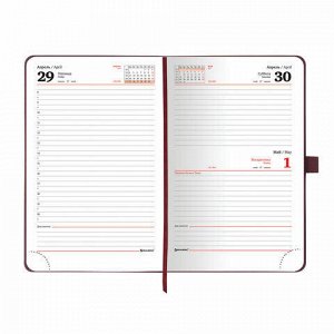 Ежедневник датированный 2022 А5 138x213 мм BRAUBERG "Control", под кожу, держатель для ручки, красный, 112811