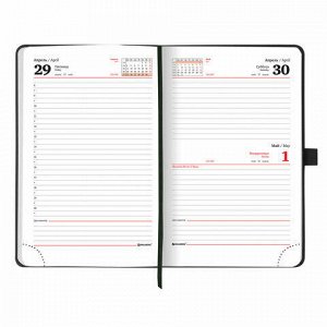 Ежедневник датированный 2022 А5 138x213 мм BRAUBERG "Control", под кожу, держатель для ручки, черный, 112813