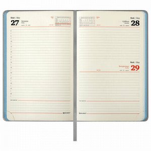 Ежедневник датированный 2022 А5 138x213 мм BRAUBERG "Original", под кожу, серый/голубой, 112836