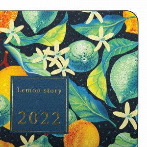Ежедневник датированный 2022 А5 138x213 мм BRAUBERG "Vista", под кожу, "Lemon Story", 112844