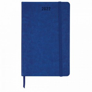 Ежедневник датированный 2022 А5 138x213 мм BRAUBERG "Metropolis Special", под кожу, синий, 112848