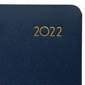 Ежедневник датированный 2022 МАЛЫЙ ФОРМАТ 100х150 мм А6, BRAUBERG "Select", балакрон, темно-синий, 112924