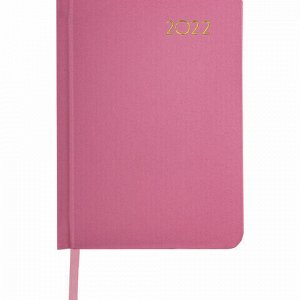 Ежедневник датированный 2022 МАЛЫЙ ФОРМАТ 100х150 мм А6, BRAUBERG "Select", балакрон, розовый, 112927