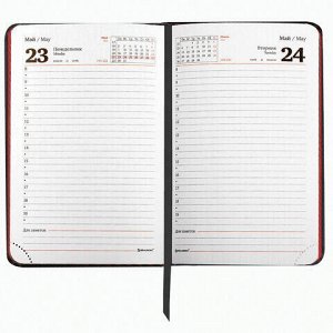 Ежедневник датированный 2022 МАЛЫЙ ФОРМАТ 100х150 мм А6, BRAUBERG "Chameleon", под кожу, черный/красный, 112931