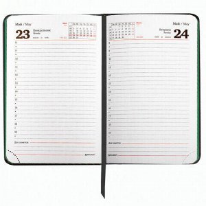 Ежедневник датированный 2022 МАЛЫЙ ФОРМАТ 100х150 мм А6, BRAUBERG "Chameleon", под кожу, черный/зеленый, 112932