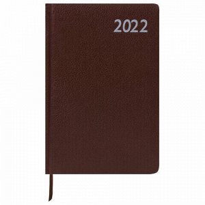 Еженедельник датированный 2022 А5 145х215 мм BRAUBERG "Profile", балакрон, коричневый, 112878