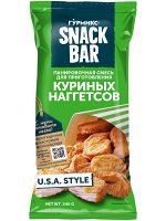 Смесь паниров. SNAK BAR для Наггетсов куриных 240г п/п (1бл.х8)(1х4) (1#6) Россия ()(шк 1079)