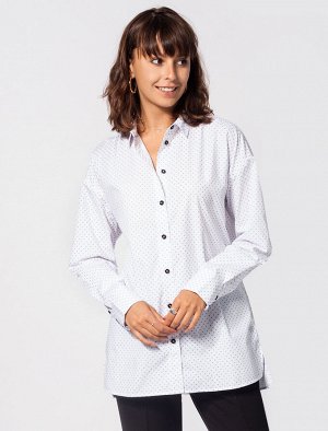 Базовая рубашка из хлопка с узором и контрастными пуговицами