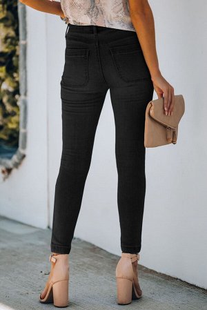 Черные облегающие джинсы с застежкой на пуговицах