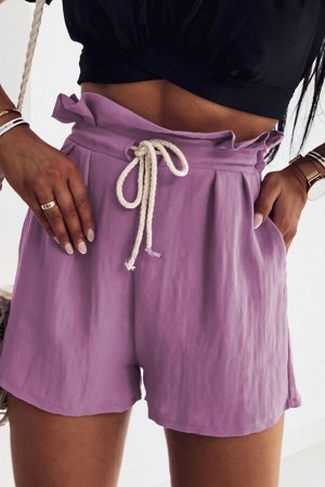 Фиолетовые шорты с эластичным поясом на шнуровке и карманами