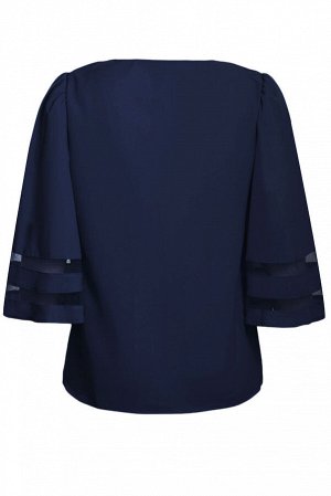 Темно-синяя блуза с прозрачными вставками
