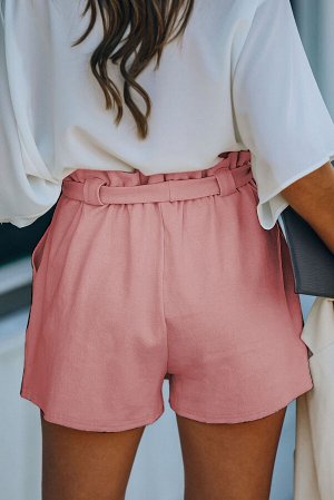 Розовые вязаные шорты с карманами