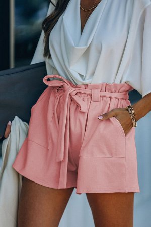Розовые вязаные шорты с карманами