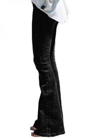 Черные "вареные" винтажные джинсы с клешем от колена