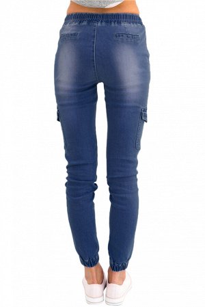 Темно-синие "линялые" джинсы-скинни со шнурком в поясе