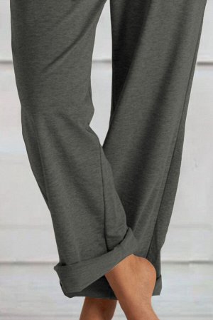 Серые штаны свободного кроя с эластичной талией на шнуровке и карманами