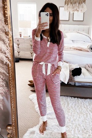 Red Striped Long Sleeves and Joggers Set
