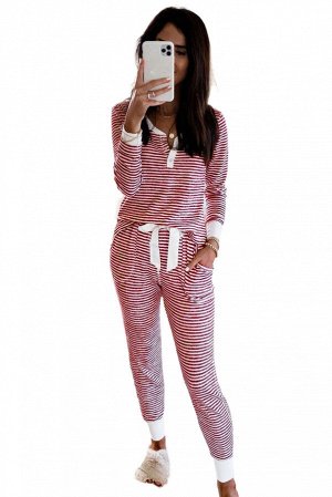 Red Striped Long Sleeves and Joggers Set