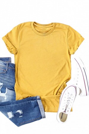 Желтая однотонная повседневная футболка