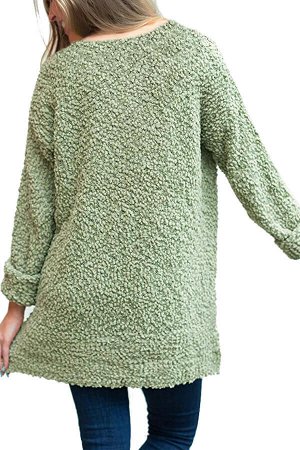 Зеленый свободный свитер с текстурной вязкой "попкорн"