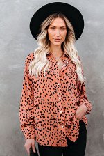 Оранжевая свободная рубашка с леопардовым принтом