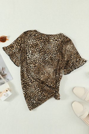 Леопардовая футболка с оборками