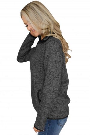 Темно-серый пуловер с прорезными карманами и застежкой-молнией