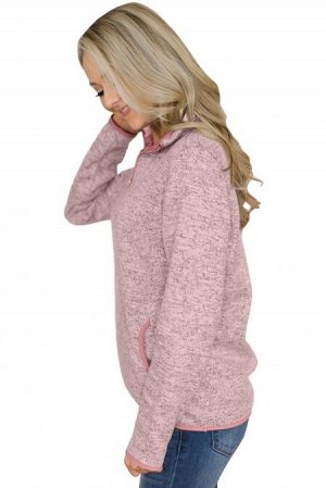 Розовый пуловер с прорезными карманами и застежкой-молнией