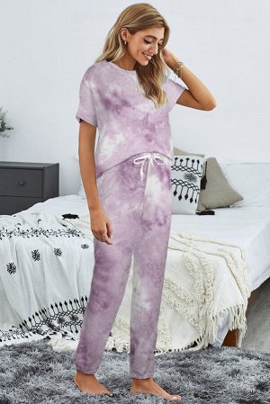 Фиолетовый пижамный комплект: футболка + штаны