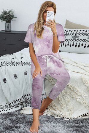 Фиолетовый пижамный комплект: футболка + штаны