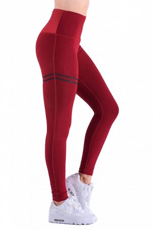 Красные беговые спортивные леггинсы с высокой талией для йоги и фитнеса