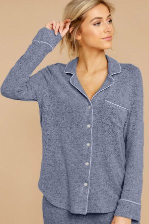 Синий комплект для отдыха: рубашка + шорты
