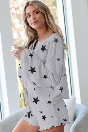 Серый пижамный комплект со звездным принтом