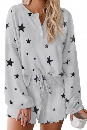Серый пижамный комплект со звездным принтом