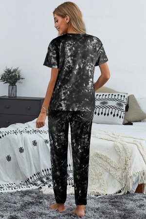 Черный пижамный комплект: футболка + штаны