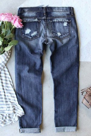 Голубые прямые джинсы с высокой талией с камуфляжным и цветочным принтом в стиле пэчворк