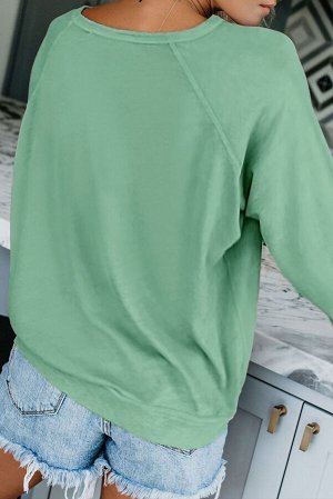 Зеленый свободный пуловер-свитшот