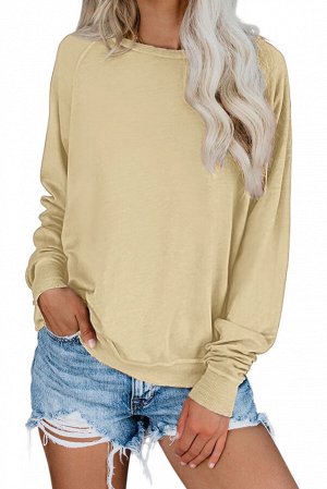 Бежевый свободный пуловер-свитшот