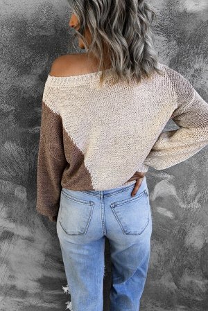 Бежево-коричневый свитер оверсайз