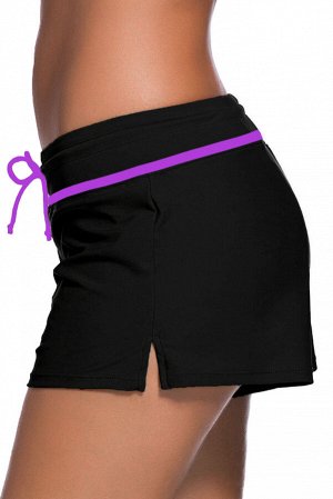 VitoRicci Черные спортивные пляжные шорты с фиолетовой полосой и шнурком