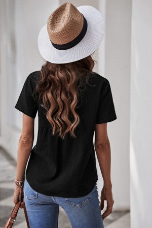 Черная рубашка с короткими рукавами и текстурированной отделкой