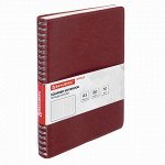 Тетрадь А5 (148x218 мм), BRAUBERG &quot;Office PRO&quot;, гибкая, под кожу, гребень, 80 л., коричневая, 111044