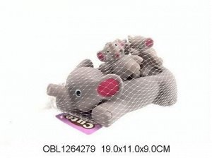 337 набор резиновых игрушек д/купания (слоники), в сетке 1264279