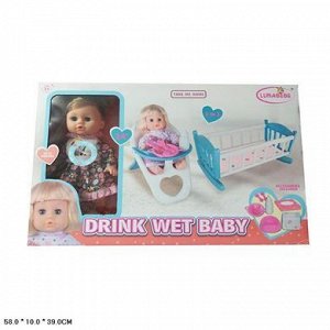 829-3 набор кукла с кроваткой + стул д/кормления, 3в1 в коробке 43601