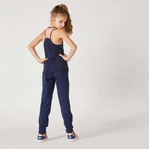 Спортивные брюки утепленные для девочек темно-синие DOMYOS