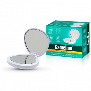 Camelion M147-SL  C01 белый (Зеркало двойное с LED подсветкой складное,1х/5х, 2хCR2032), шт