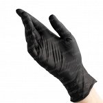 BENOVY Nitrile Chlorinated, перчатки нитриловые, черные, S, 50 пар в упаковке